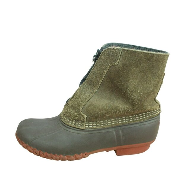 LL Bean Brown Suede Fleece Lined Front Zip Insulated Ankle Duck Boots Size 8 M main image 8